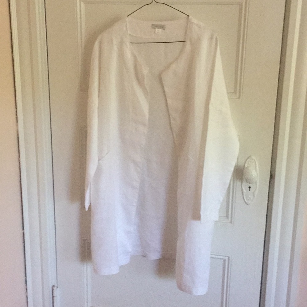 Garnet Hill white linen jacket M/L